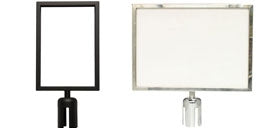 Sign holder for belt stanchions