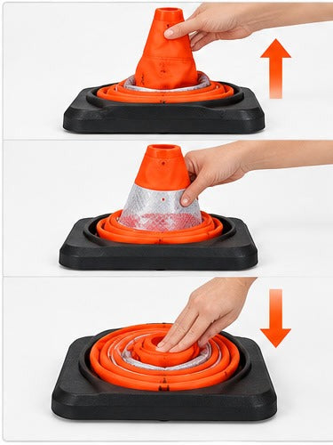 Flexibarrier Inklapbare verkeerskegel 70cm met geïntegreerde Waarschuwingslamp
