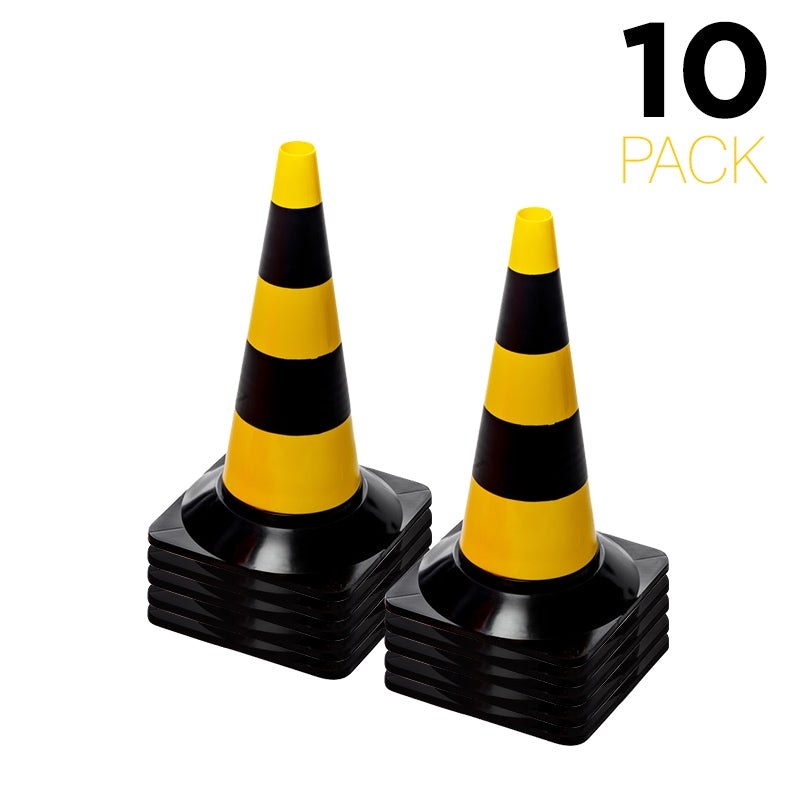 Set van 10 Flexibarrier Verkeerskegel 50cm (Geel/ Zwart)