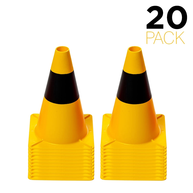 Set van 20 Flexibarrier Verkeerskegel 30cm (Geel/ Zwart)