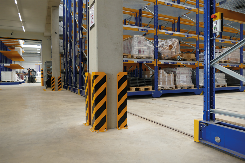 Aanrijdbeveiliging voor palletstellingen -Crash Guard- Hoek -Versterkt- (L-vorm, 400mm-1200m hoogte)