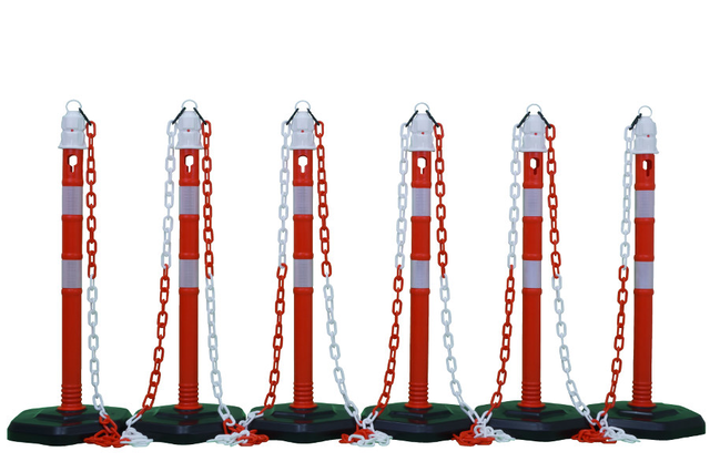 Set van 6 - Paal & Ketting Afzetting -MultiMax- inclusief 15m ketting