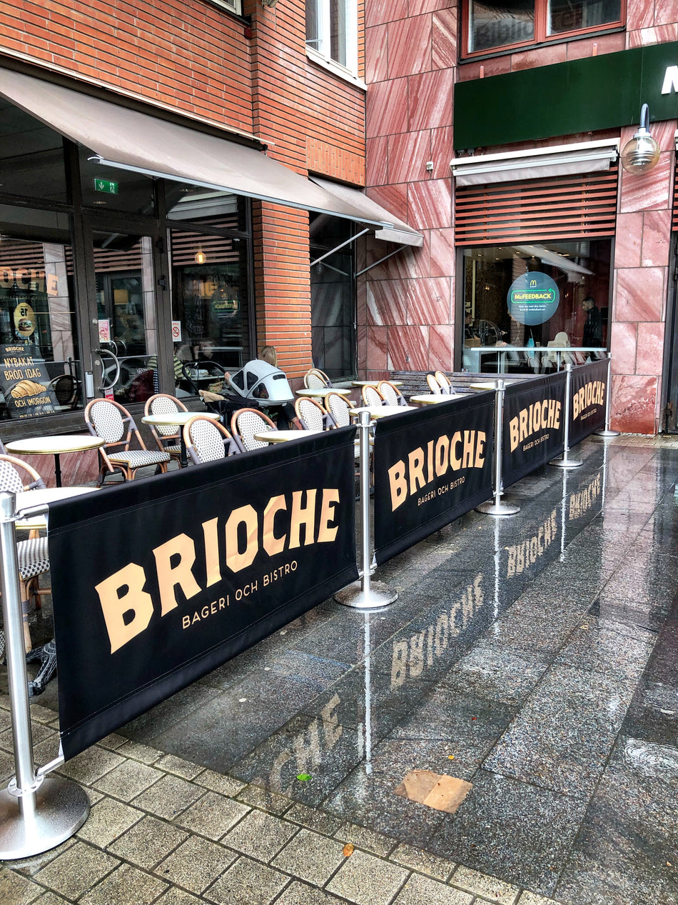 Flexibarrier Café Barrièrepakket – 7,5 Meter Opstelling | Uw eigen bedrukking