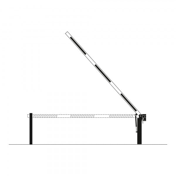 COMPACT System Boom Barrier Gas damper assisted action with fixed support post