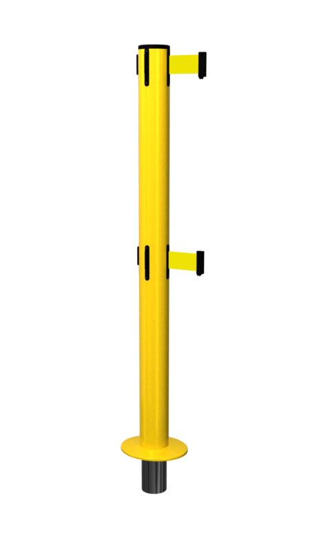 FlexiBarrier Afzetpaal met trekband met dubbele band - SafetyPlus uitneembaar - (3.4m/4.9m banden)