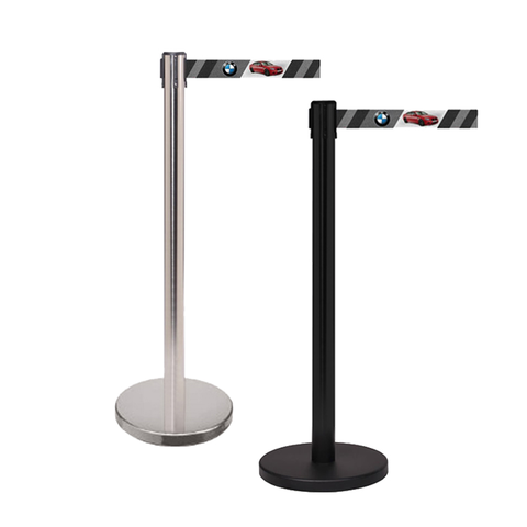 FlexiBarrier Afzetpaal met trekband -Eigen bedrukking Basic- (2m - 5m)