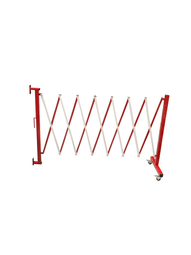 Flexibarrière -Harmonicahek- Muurbevestigd met wielen (3.6m)