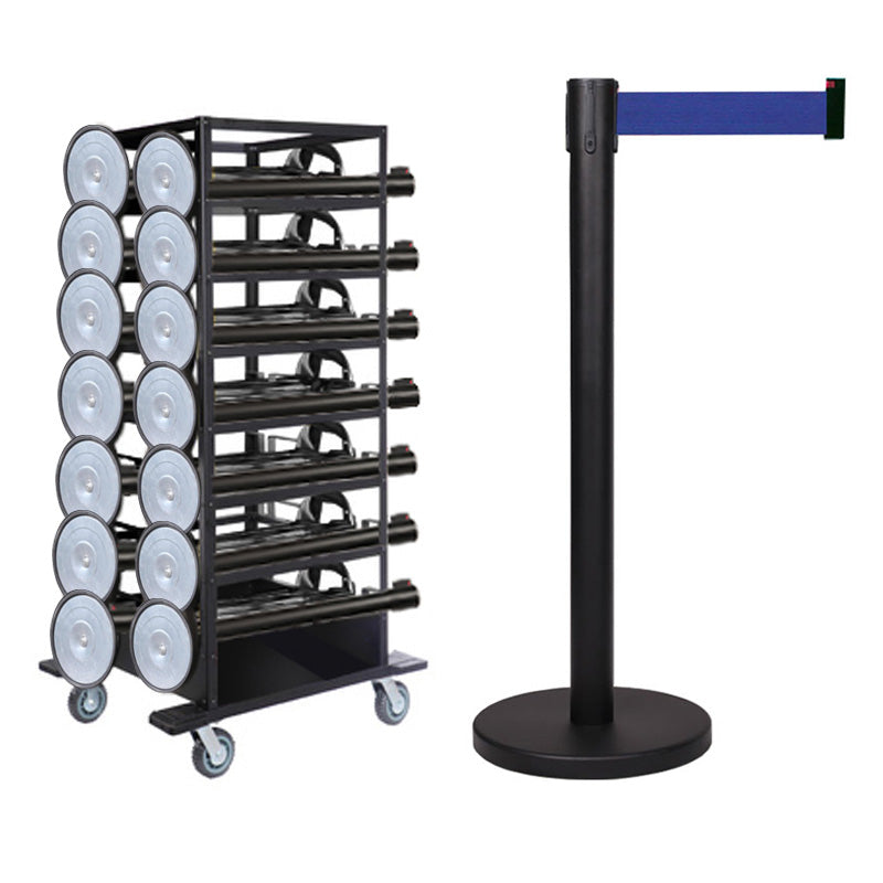 Flexibarrier Afzetpalen Set -Basic 300- met transportwagen (18 stuks)