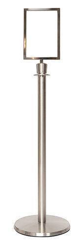 Flexibarrier Informatiebord Standaard -Premium- Mat Zilver(paal+A4 houder)