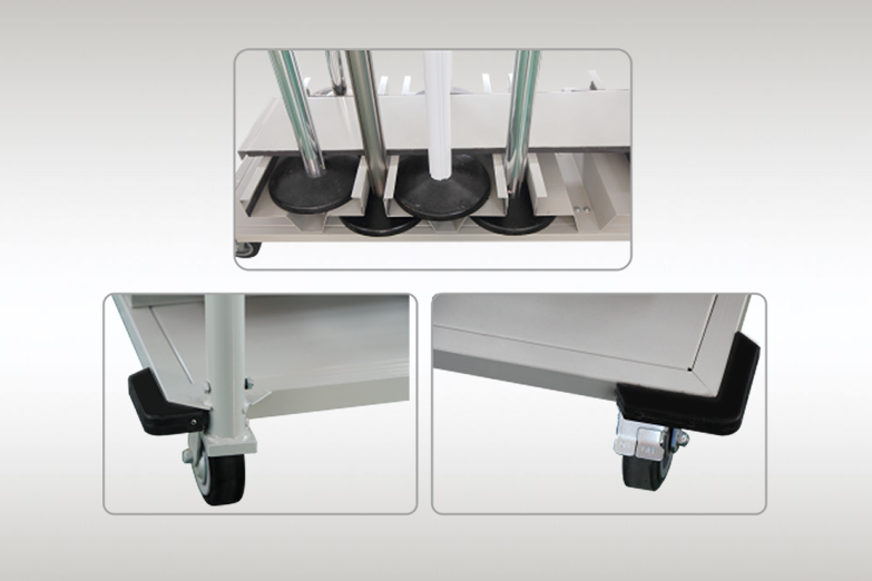 Transportwagen op wielen met plaats voor 12 afzetpalen