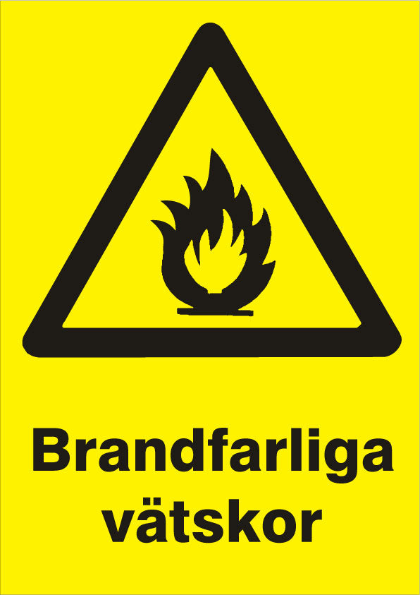 Varningsskylt. Brandfarliga vätskor