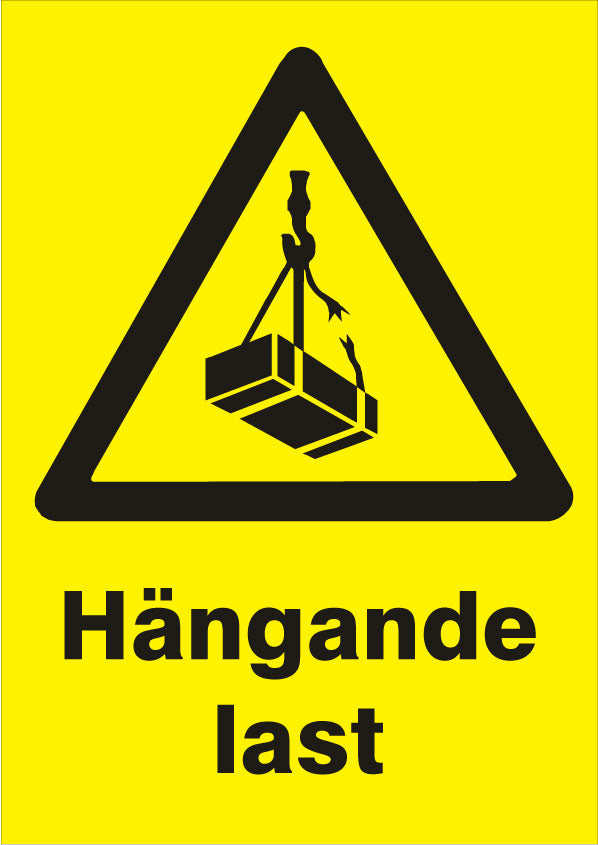 Varningsskylt. Hängande last