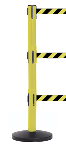FlexiBarrier Afzetpaal met trekband -Pro Triple- (3x3.4m band)